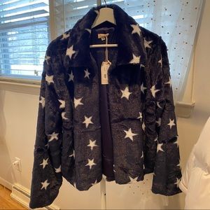 NWT Hem&Thred Blue and White Star Fuzzy Coat